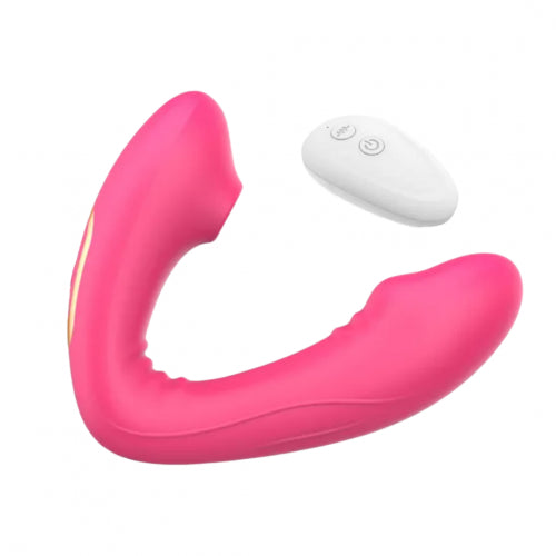 VIBRADOR SUCIONADOR CLITORIANO CON CONTROL REMOTO RECARGABLE ROSADO