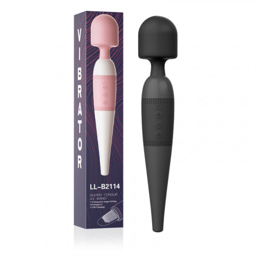VIBRADOR DOBLE FUNCIÓN TIPO HITACHI + LENGUA LUST RECARGABLE NEGRO