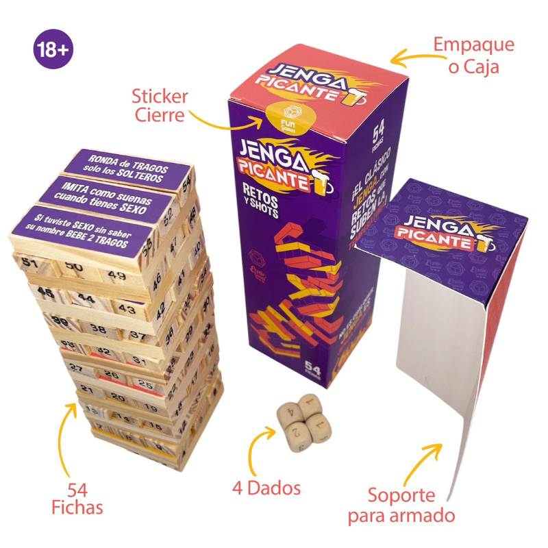JUEGO JENGA PICANTE 54 FICHAS