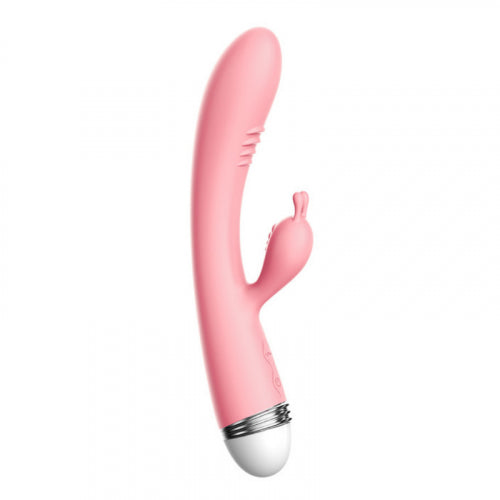 VIBRADOR CON ESTIMULADOR CLITORIANO LUST ROSADO